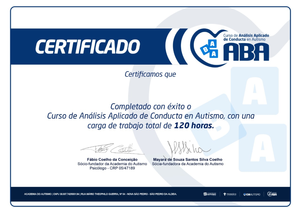 Curso Aba Academia Del Autismo Academia Do Autismo