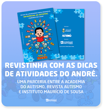 Revistinha com as Dicas de Atividades do André. Uma parceria entre a Academia do Autismo, Revista Autismo e Instituto Maurício de Sousa.